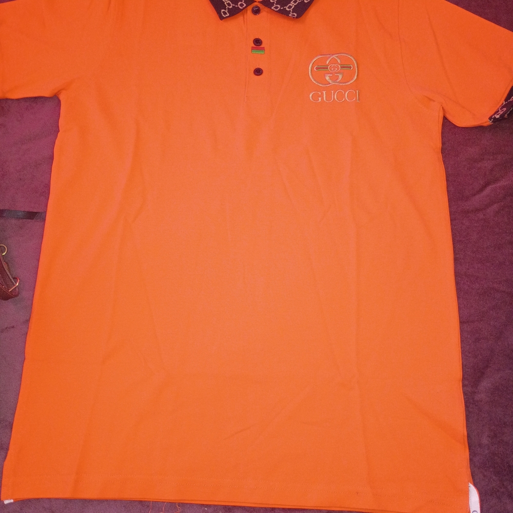 Gucci Orange Polo Shirt with Logo Embroidery